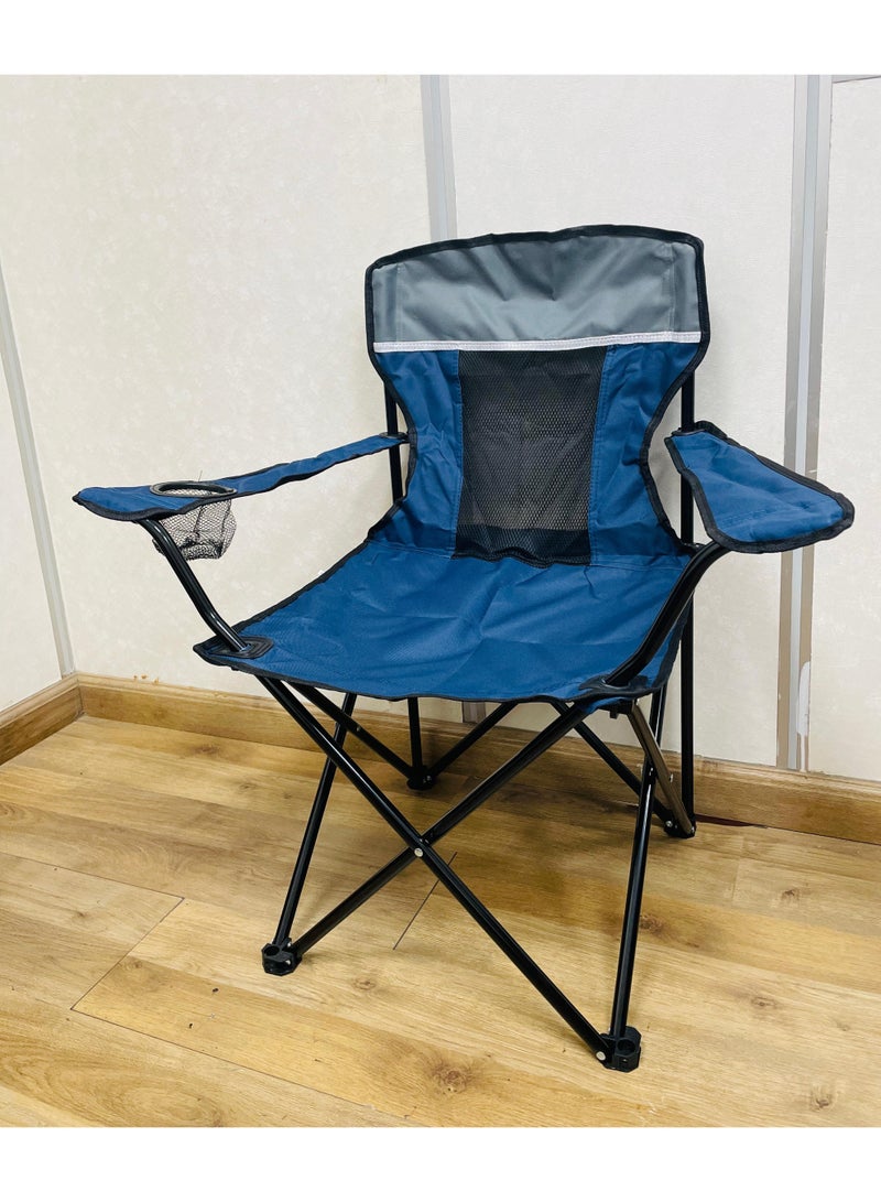 راكسوم كرسي تخييم قابل للطي ومتين مع حامل أكواب - إطار فولاذي قوي، أقدام مضادة للانزلاق من البولي إيثيلين، ظهر شبكي قابل للتهوية، قماش أكسفورد 600D - مثالي للاستخدام في الهواء الطلق والشاطئ والصيد والحديقة (أزرق) - Image 3