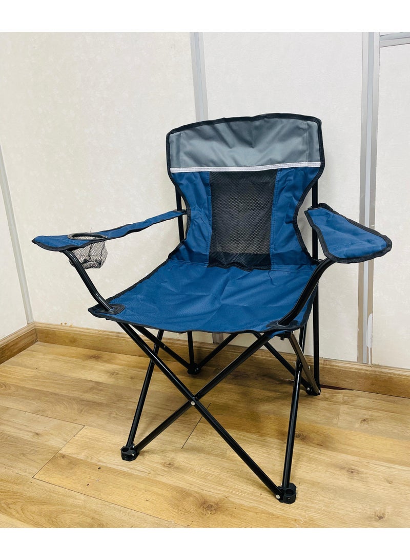 راكسوم كرسي تخييم قابل للطي ومتين مع حامل أكواب - إطار فولاذي قوي، أقدام مضادة للانزلاق من البولي إيثيلين، ظهر شبكي قابل للتهوية، قماش أكسفورد 600D - مثالي للاستخدام في الهواء الطلق والشاطئ والصيد والحديقة (أزرق) - Image 4