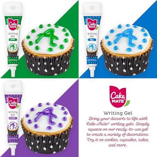 Cake Mate جيل كتابة الكعك القابل للأكل من كيك ميت - 9 عبوات لتزيين الكعك والبسكويت - جيل سهل الضغط بألوان زاهية (0.67 أونصة لكل منها) - مثالي للكعك، الكب كيك، البسكويت، والبراونيز - Image 2