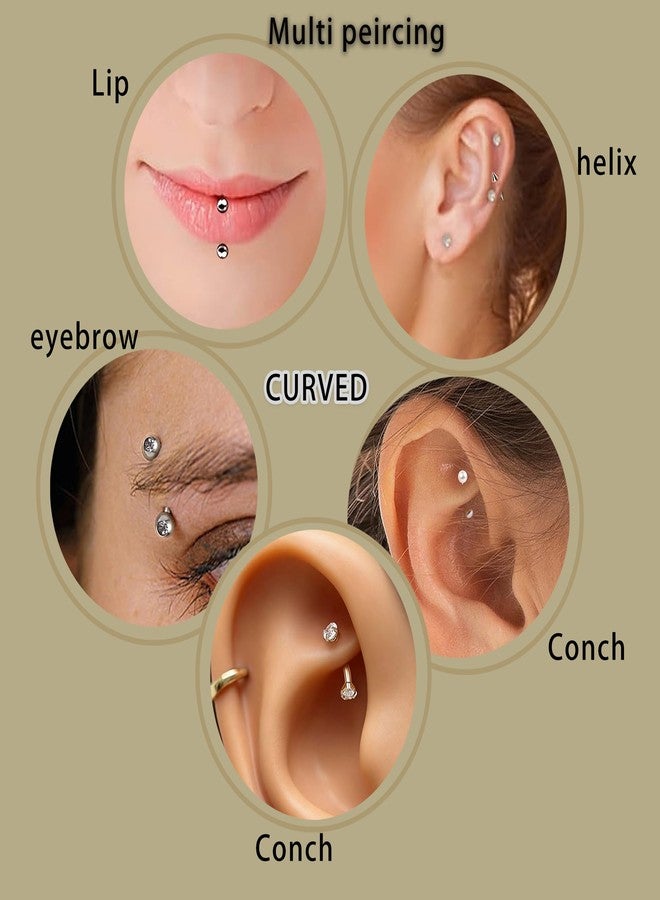 Suotarn Eyebrow Piercing Jewelry Surgical Steel Curved Barbell Tiny Eyebrow Ring Vertical Labret Lip Jewelry Ear Rook Helix Conch Daith For Women Men 16g 6mm/8mm/10mm - Image 3