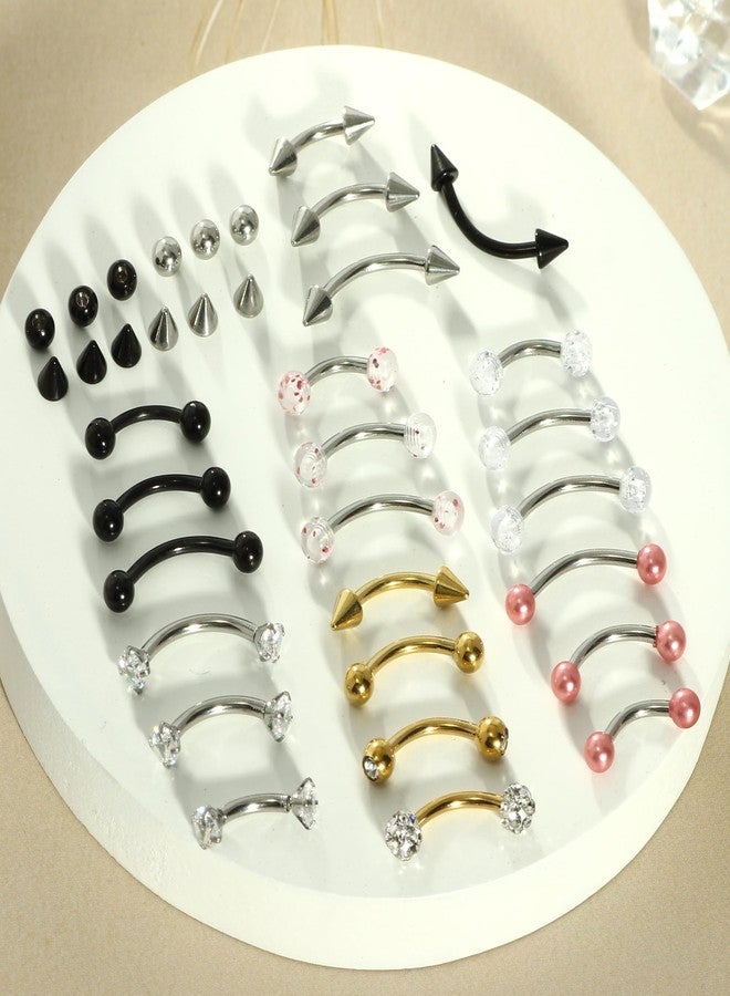 Suotarn Eyebrow Piercing Jewelry Surgical Steel Curved Barbell Tiny Eyebrow Ring Vertical Labret Lip Jewelry Ear Rook Helix Conch Daith For Women Men 16g 6mm/8mm/10mm - Image 5