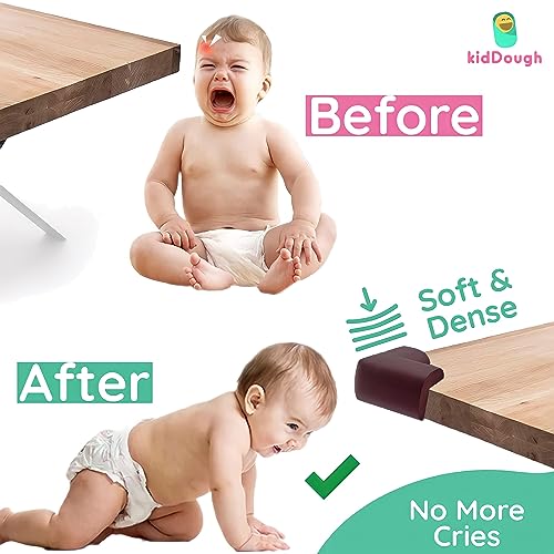 KidDough Baby Proofing Corner Guards, Corner Protector for Sharp Edges, Table Corner Protector for Baby Safety (L Shape Brown) - Image 3