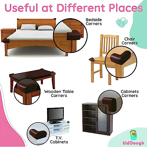 KidDough Baby Proofing Corner Guards, Corner Protector for Sharp Edges, Table Corner Protector for Baby Safety (L Shape Brown) - Image 5