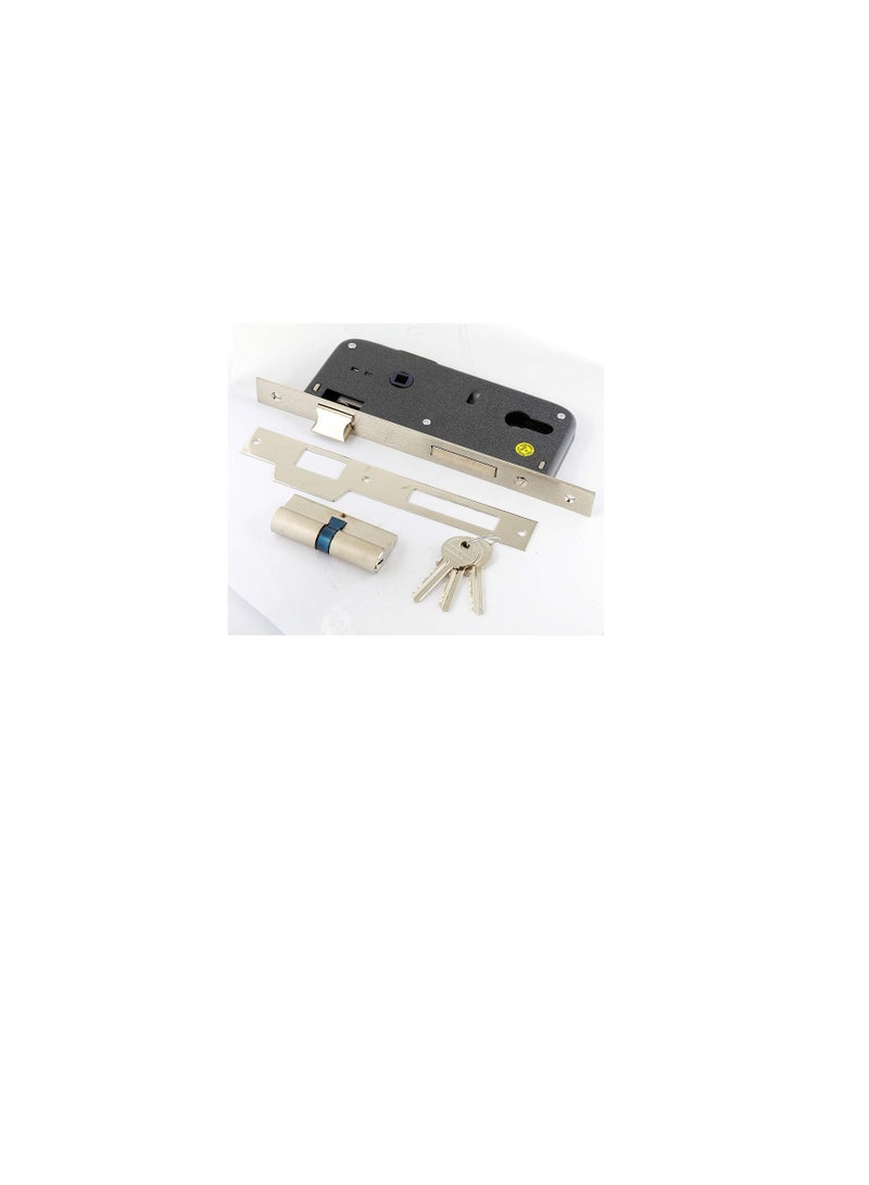 روبستلاين ROBUSTLINE Door Lockset (مقبض و Lockbody) | 85 ملم إلى المركز | اللون الفضي والأسود - Image 3