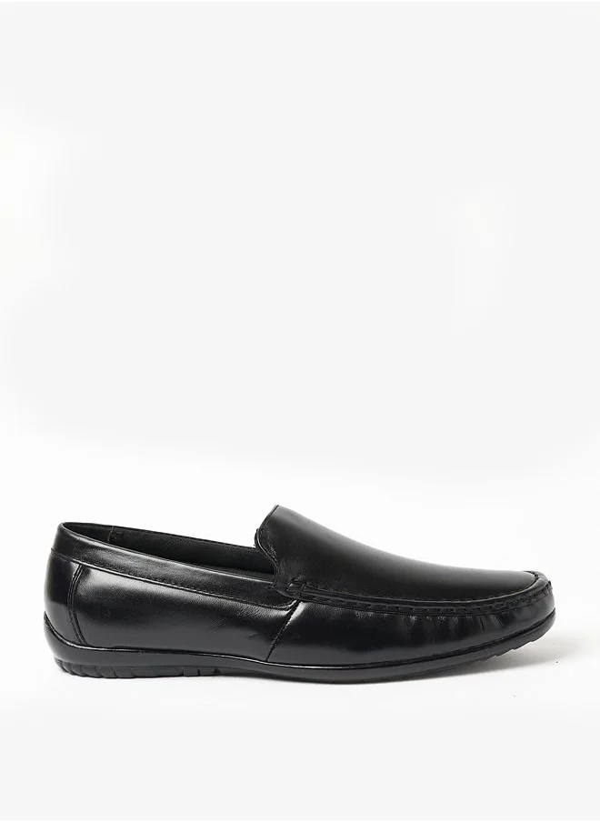 Geoomnii Luke Style Men Leather Loafers Slip Ons Black