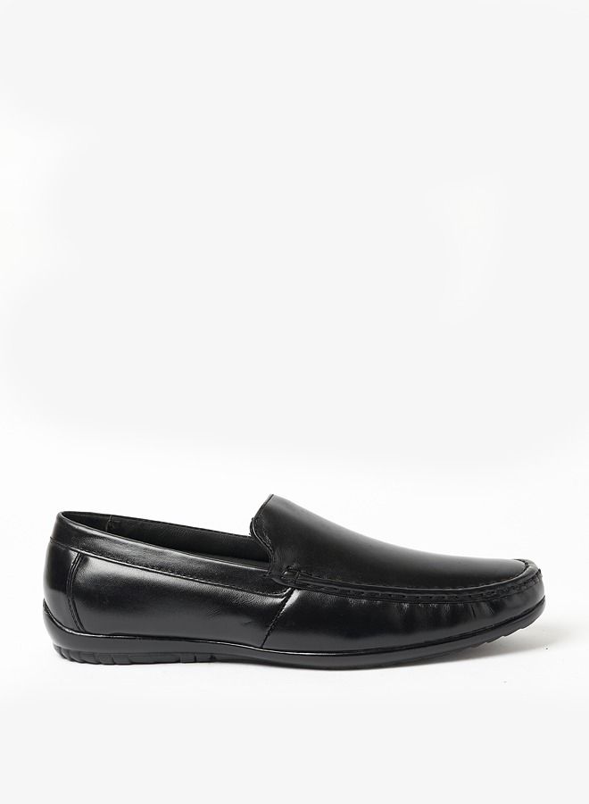 Geoomnii Luke Style Men Leather Loafers Slip Ons Black - Image 1