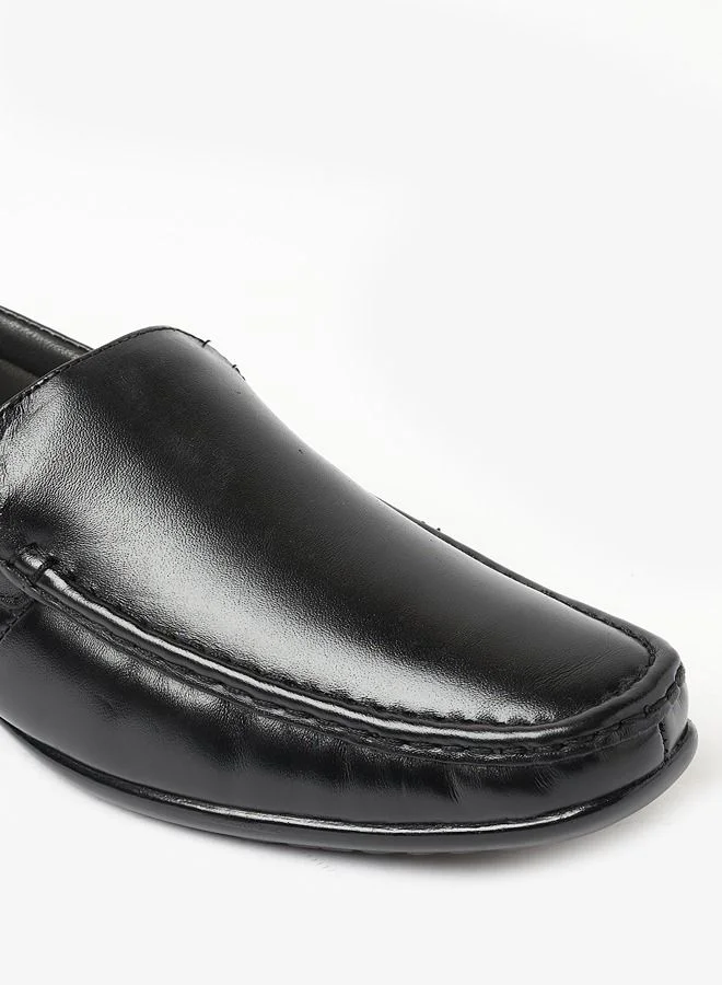 Geoomnii Luke Style Men Leather Loafers Slip Ons Black
