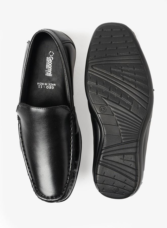 Geoomnii Luke Style Men Leather Loafers Slip Ons Black - Image 5