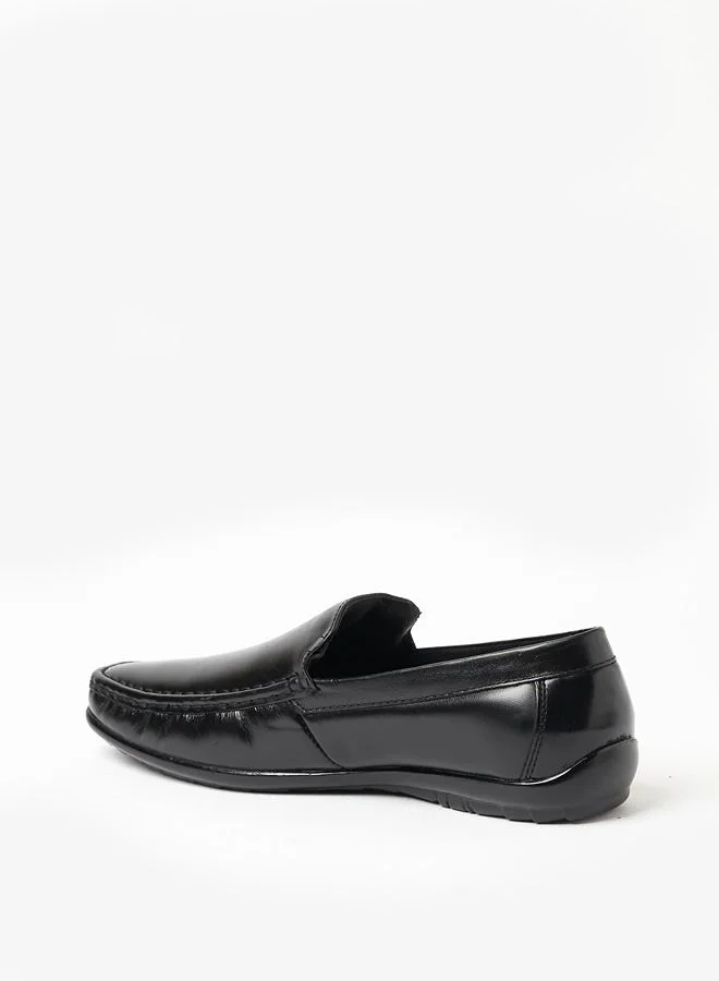 Geoomnii Luke Style Men Leather Loafers Slip Ons Black