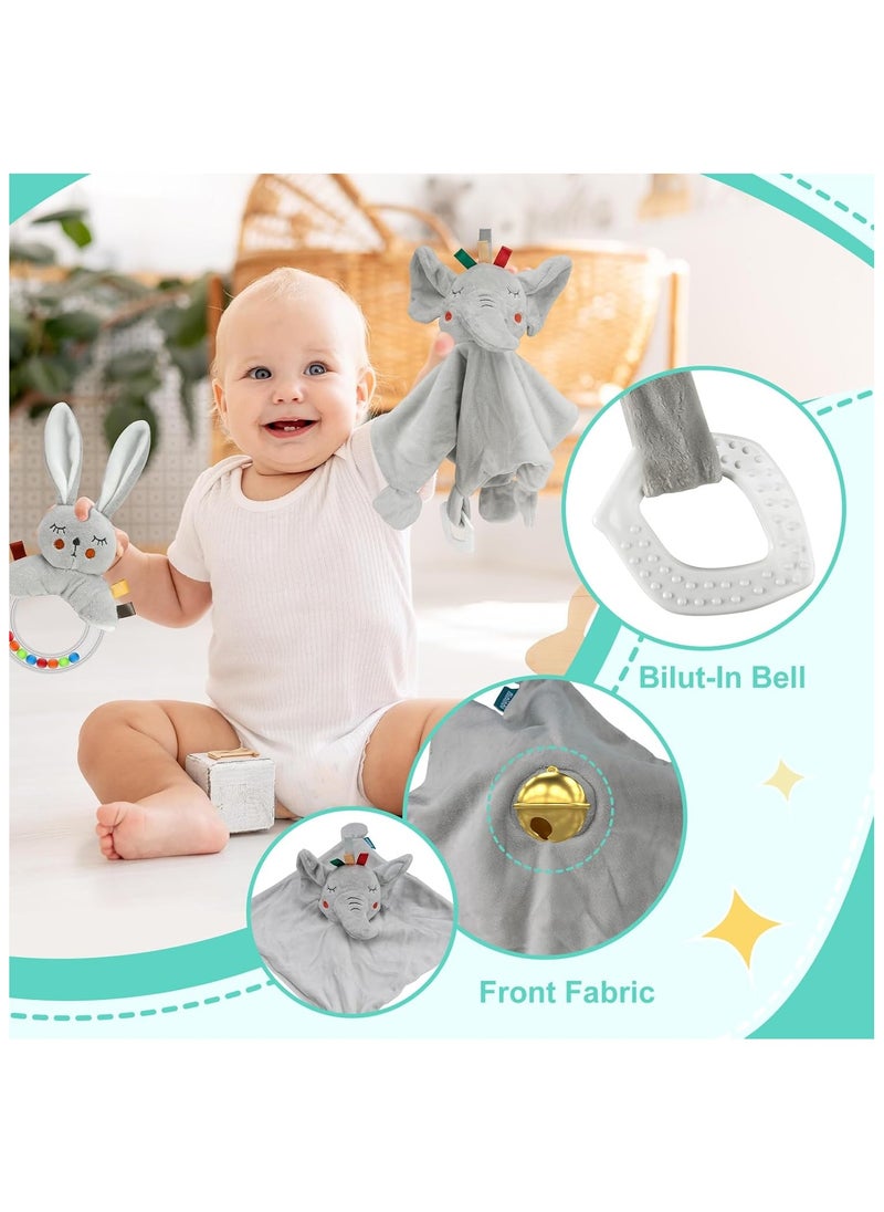 NNEWVANTE Baby Gift Basket, Newborn Baby Boy Gift Basket, Multiple Pieces Newborn Essentials for New Baby Gifts Basket Set with Baby Blanket, Baby Bunny Rattle, Keepsake Milestone, Elephant Toy, Baby Socks  - Image 4