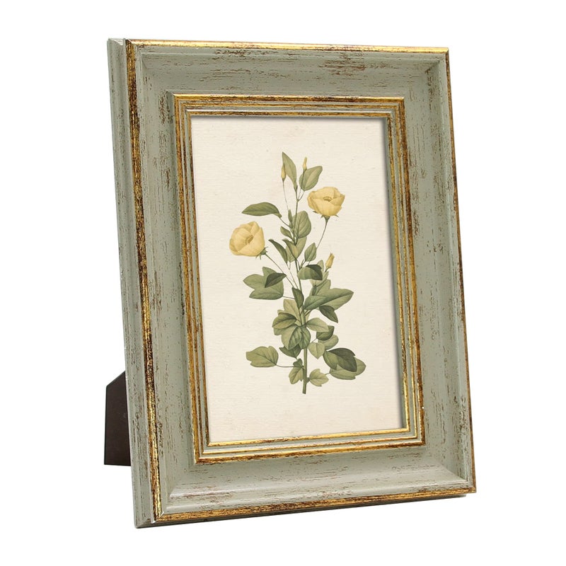 Sapowerntus Vintage 5x7 Picture Frame Gold Line Sage Green Distressed Photo Frames Set Antique Real Glass Wall Hanging Tabletop Display Home Decor Retro Shabby Chic Unique Gift
