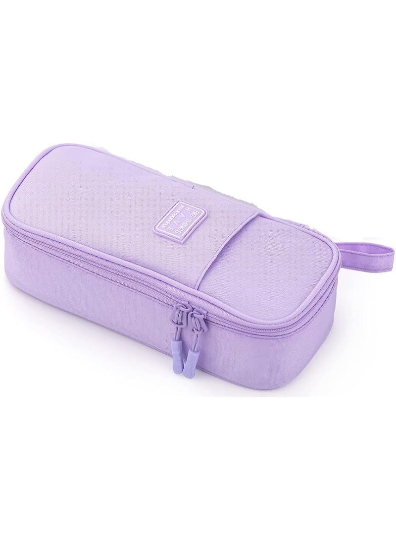 Durable Pen Pencil Case, Big Storage Pen Pouch Bag, Large Capacity, with Strong Zippers Pulls, Sturdy and Durable, for School Supplies Office College Teen Girls Adults, Purple - Image 1