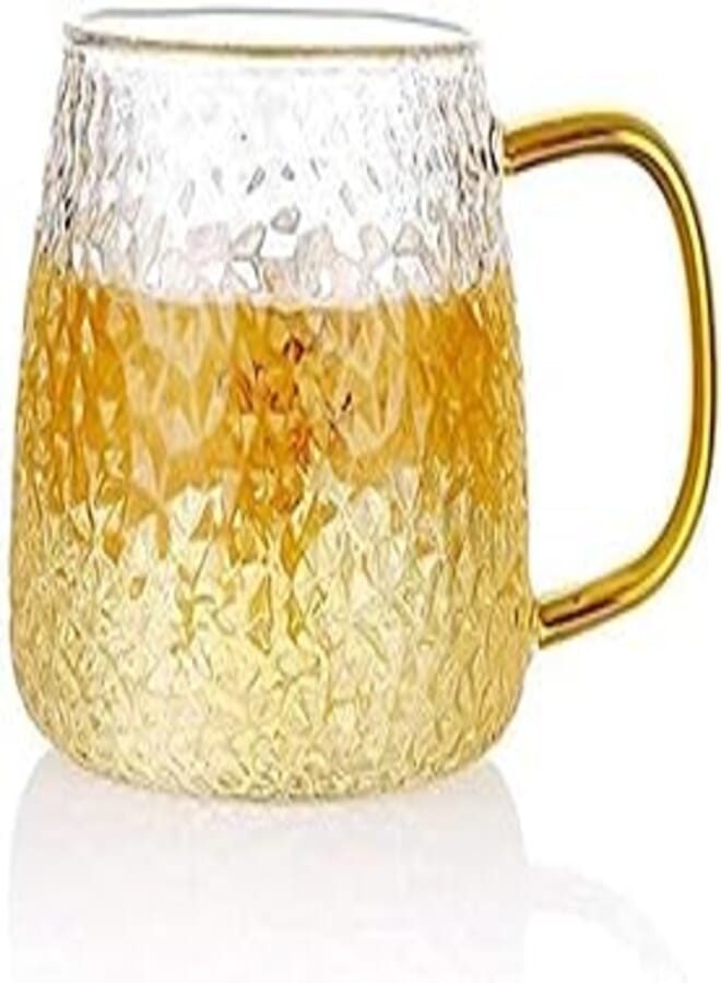 Qualimate Turkish Green Tea Cups, Glass Tea Cups, Coffee Mug for Black, Iced, Lemon Tea Cup Set Water Cup Herbal Cups for Tea Single, Transparent (440ml)