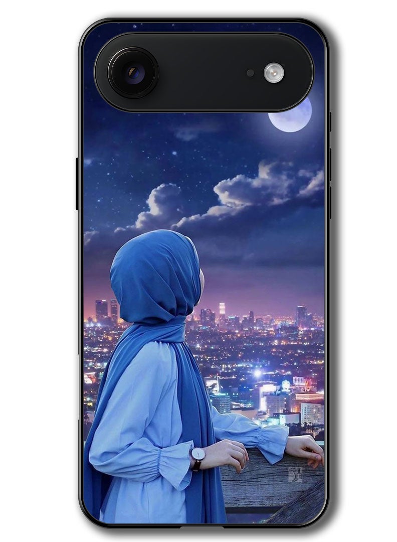 Theodor Case Compatible with Apple iPhone 17 Air 6.5 Inch Protection Shockproof Bumper Cover Hijab Girl Looking at Moon - Image 1