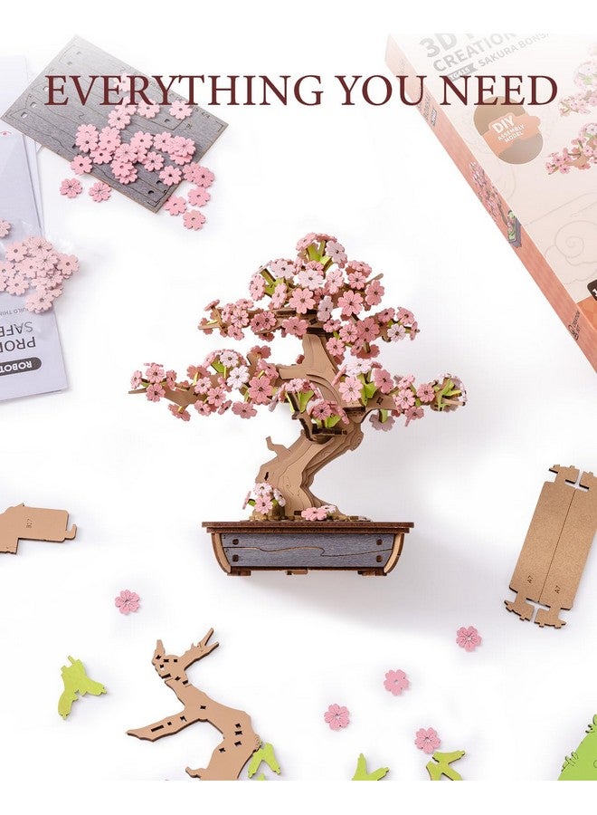 Rolife Rolife 3D Wooden Puzzle Flower for Adults, DIY Sakura Bonsai Tree Plants for Home Table Decor, Creative Cherry Blossom Crafts Birthday Model Building Kits Toys - Image 4