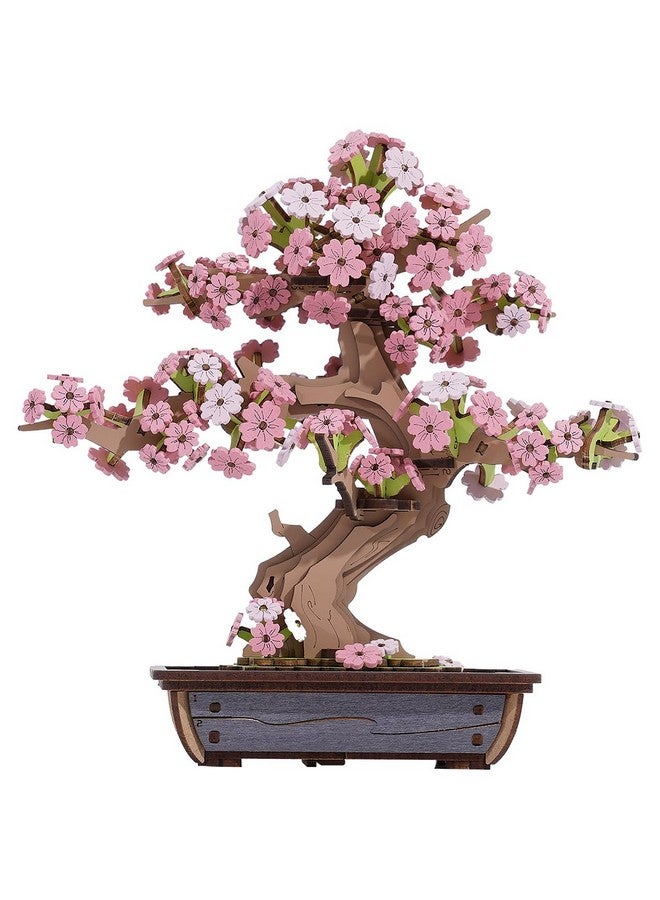 Rolife Rolife 3D Wooden Puzzle Flower for Adults, DIY Sakura Bonsai Tree Plants for Home Table Decor, Creative Cherry Blossom Crafts Birthday Model Building Kits Toys - Image 1