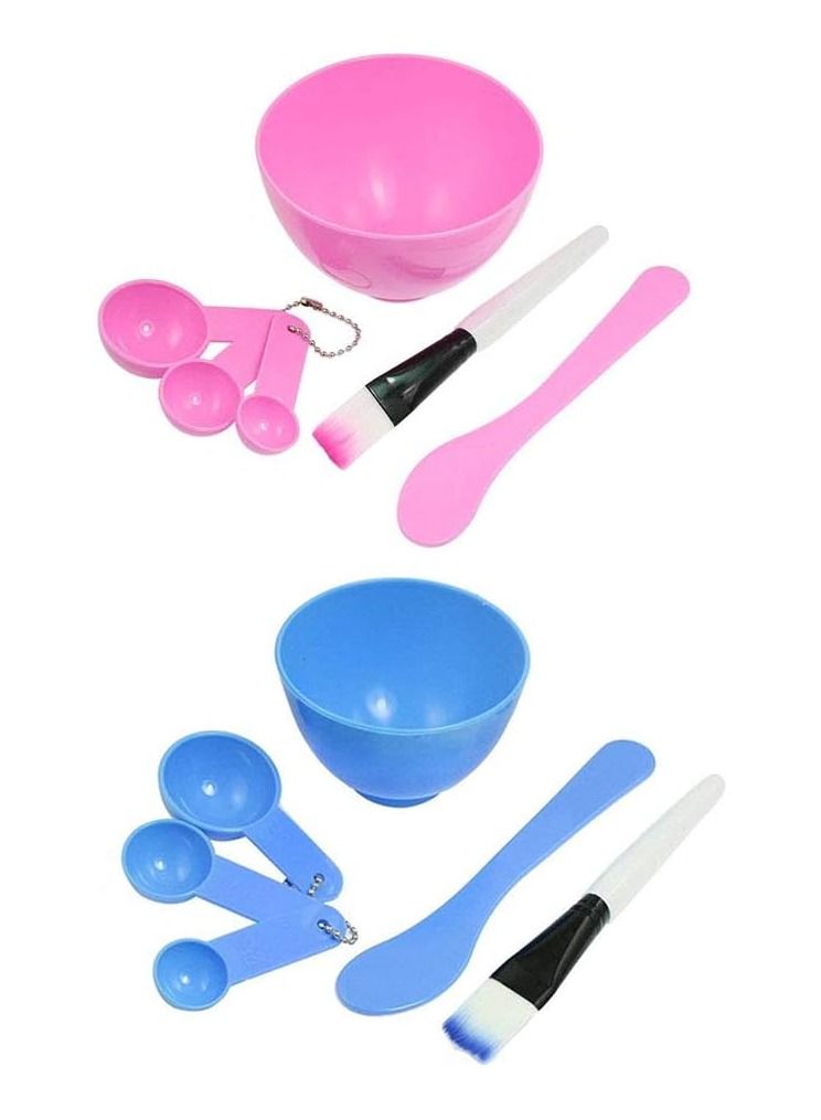 بلومنغ تايم مجموعة العناية بالوجه الكاملة دأناص : وعاء قناع الوجه 4 في 1 ومجموعة فرشاة للعناية بالبشرة المحمولة - غير سامة ، وردي وأزرق (مجموعتان) - Image 1