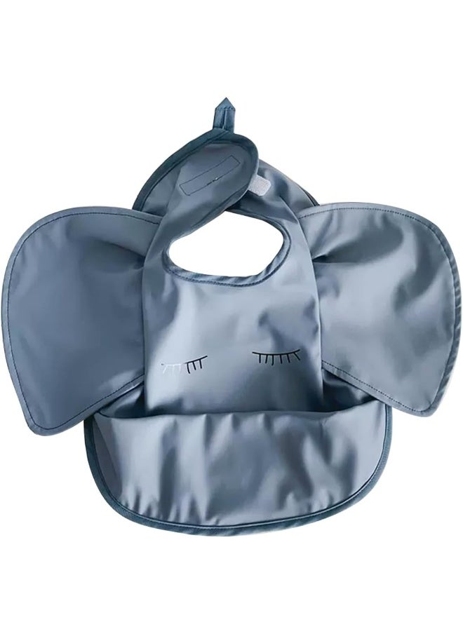 ECVV Mess Proof Infant Feeding Waterproof Cute Wings Baby Eating Bib With Food Catcher For Toddlers Grey, One Size  - Image 1