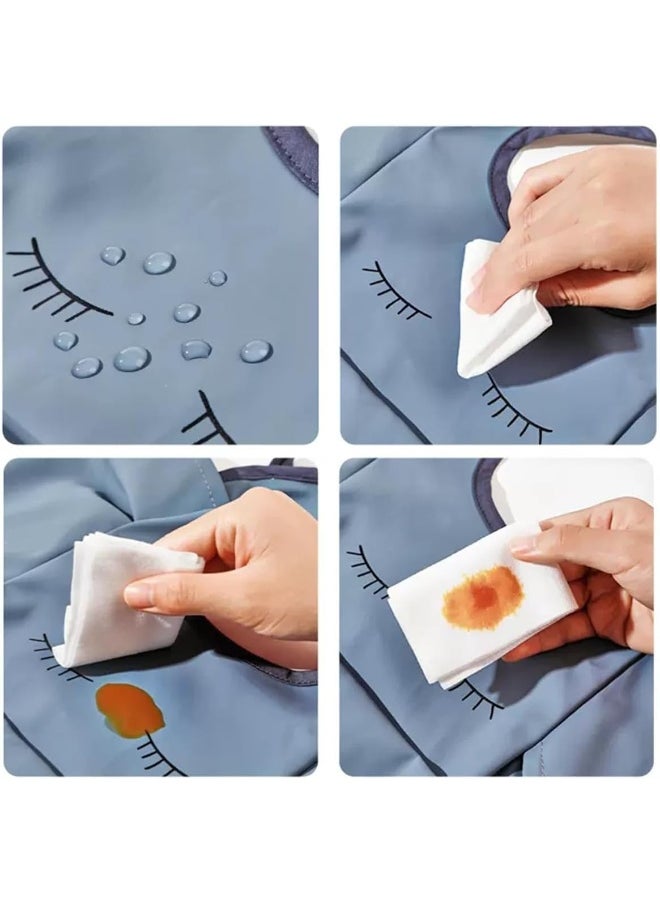 ECVV Mess Proof Infant Feeding Waterproof Cute Wings Baby Eating Bib With Food Catcher For Toddlers Grey, One Size  - Image 5