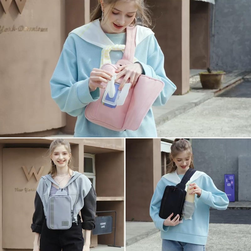 MYHOZEE 2 in 1 Sling Crossbody Bags for Women Nylon Diaper Bag Backpack Purse with Water Bottle Pocket and Wipes Pouch Small Cross Body Bag for Woman Front Chest Shoulder Purses Travel Everyday Bag - Image 2