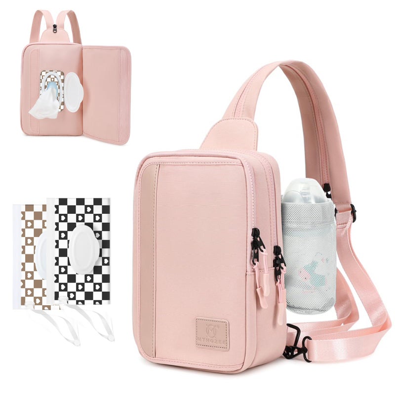 MYHOZEE 2 in 1 Sling Crossbody Bags for Women Nylon Diaper Bag Backpack Purse with Water Bottle Pocket and Wipes Pouch Small Cross Body Bag for Woman Front Chest Shoulder Purses Travel Everyday Bag - Image 1