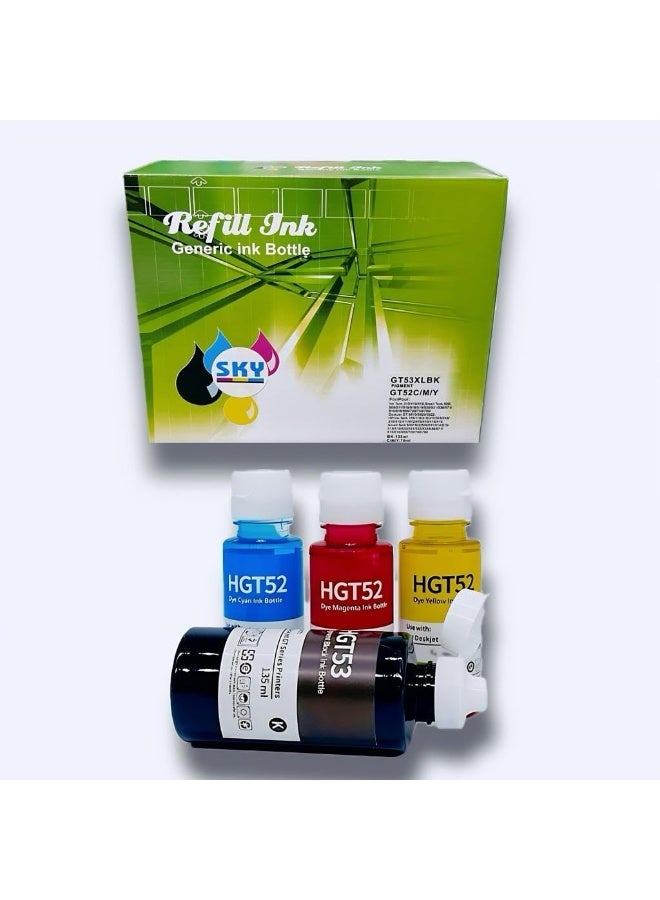 SKY 4-Pack GT53XL/GT51XL GT52 Compatible Refill Ink Replacement for GT53XL GT53 GT52 GT51 Ink Bottle to Use for DeskJet GT5810, 5820, DeskJet GT and Smart Tank Series Printers - Image 1