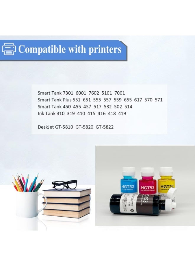 SKY 4-Pack GT53XL/GT51XL GT52 Compatible Refill Ink Replacement for GT53XL GT53 GT52 GT51 Ink Bottle to Use for DeskJet GT5810, 5820, DeskJet GT and Smart Tank Series Printers - Image 3