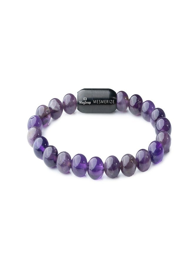 Mesmerize Original Natural Stone Bracelets Collection | Lapis Lazuli, Amethyst, Rudraksha, Onyx, Pyrite, Lava, Freshwater Pearl, Tiger Eye (Amethyst, M) - Image 1