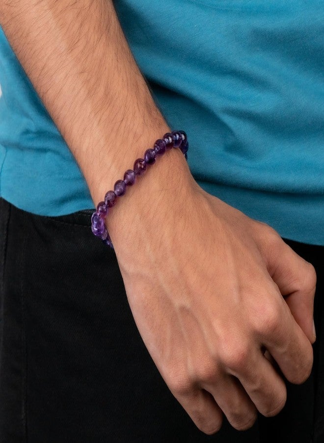 Mesmerize Original Natural Stone Bracelets Collection | Lapis Lazuli, Amethyst, Rudraksha, Onyx, Pyrite, Lava, Freshwater Pearl, Tiger Eye (Amethyst, M) - Image 5