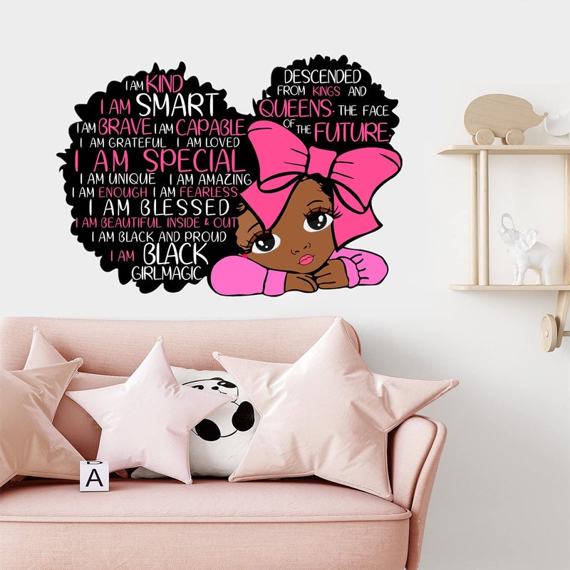 Yovkky Yovkky Black Girl Magic I Am Special Inspirational Quote Wall Decal Pink Motivational Saying African American Sticker Nursery Positive Decor Baby Toddler Room Decoration Afro Kid Bedroom Playroom Art 