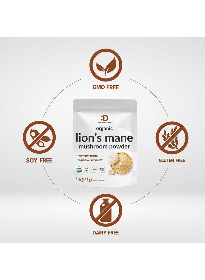 DEAL SUPPLEMENT Organic Lions Mane Mushroom Powder Supplement, 1,500mg Per Serving, 1lb - Active Fruiting Body & Mycelium Extract - Natural Brain Nootropic & Immune System Booster - Non-GMO - Image 3