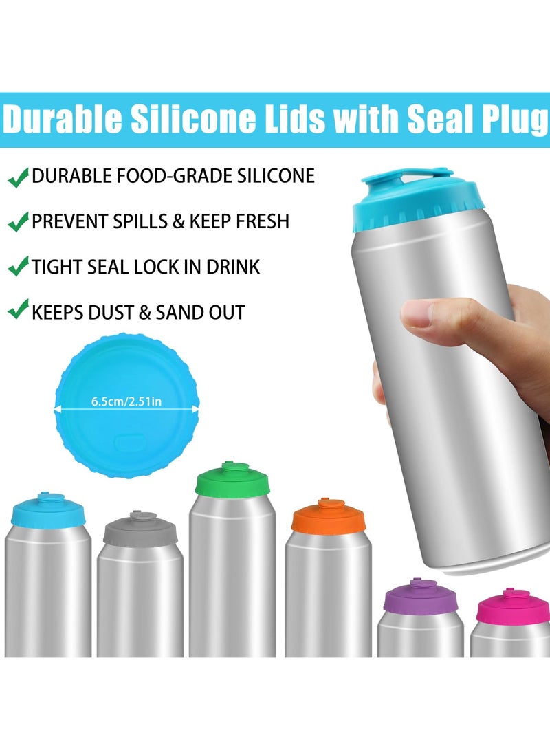 سونسر 6 قطع أغطية علب صودا سيليكون، أغطية علب سيليكون قابلة لإعادة الاستخدام مانعة للانسكاب للمشروبات الغازية (مقاس عالمي) - Image 2