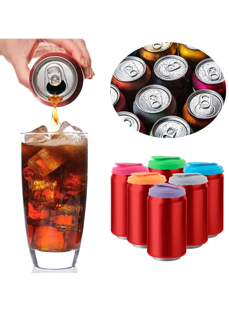 سونسر 6 قطع أغطية علب صودا سيليكون، أغطية علب سيليكون قابلة لإعادة الاستخدام مانعة للانسكاب للمشروبات الغازية (مقاس عالمي) - Image 5