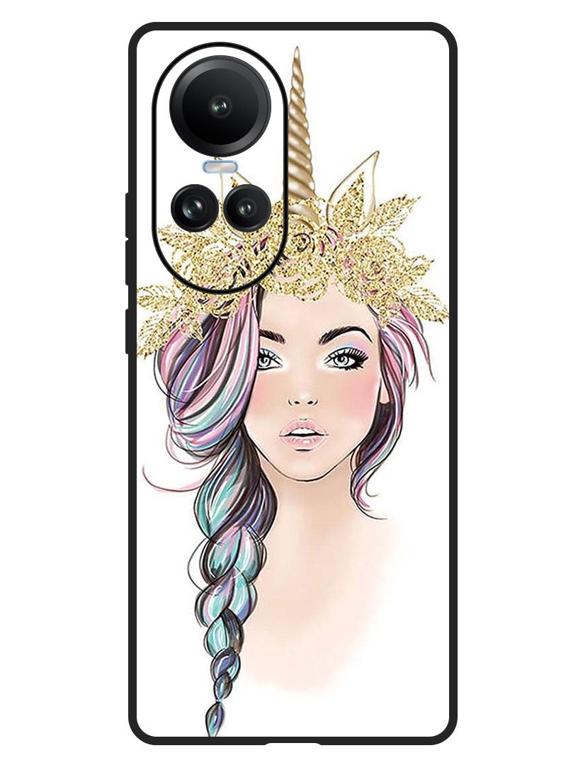 Theodor Protective Case Anti Scratch Shock Proof Bumper Cover For Oppo Reno 10/10 Pro Golden Unicorn Girl - Image 1