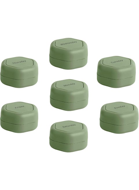 Cadence Travel Containers - Pill Case Set - Magnetic Travel Capsules - A Daily Pill Box for Supplements & Vitamins - Contains 7 Flex Smalls (0.56oz) with Labels for Everyday of The Week - Eucalyptus