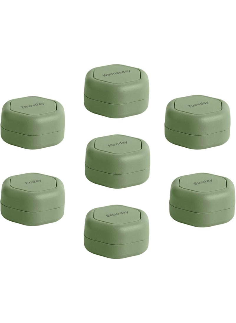 Cadence Cadence Travel Containers - Pill Case Set - Magnetic Travel Capsules - A Daily Pill Box for Supplements & Vitamins - Contains 7 Flex Smalls (0.56oz) with Labels for Everyday of The Week - Eucalyptus 