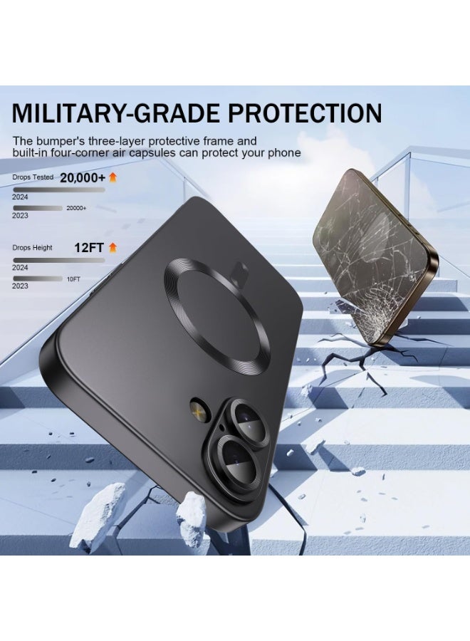 Magnetic for iPhone 17 Case,Comes with Camera Lens Protector,Compatible with Magsafe,Soft TPU Full Protection Slim Smooth Bumper Shockproof Phone Cover Black - Image 3