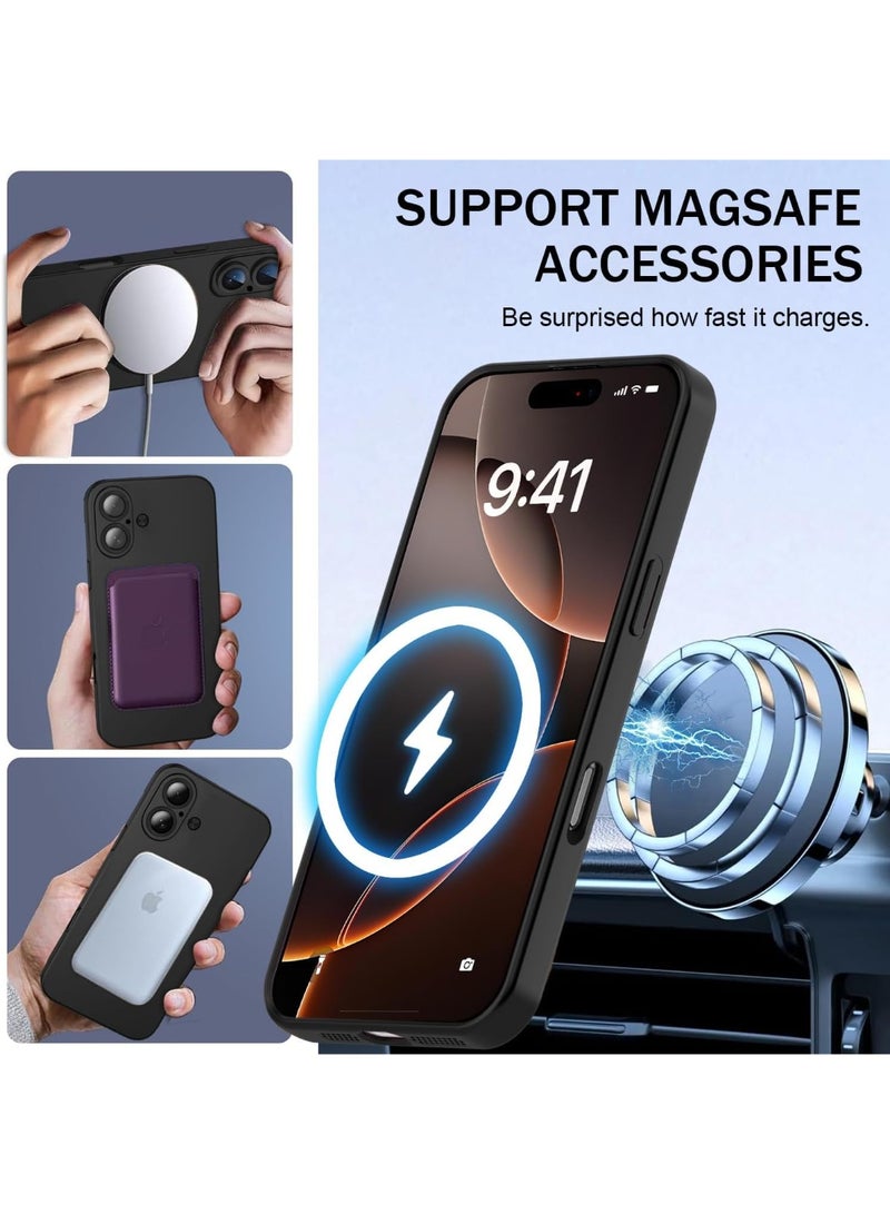 Magnetic for iPhone 17 Case,Comes with Camera Lens Protector,Compatible with Magsafe,Soft TPU Full Protection Slim Smooth Bumper Shockproof Phone Cover Black - Image 4