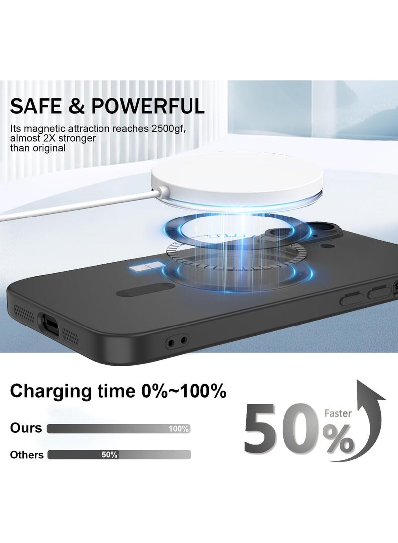 Magnetic for iPhone 17 Case,Comes with Camera Lens Protector,Compatible with Magsafe,Soft TPU Full Protection Slim Smooth Bumper Shockproof Phone Cover Black - Image 2