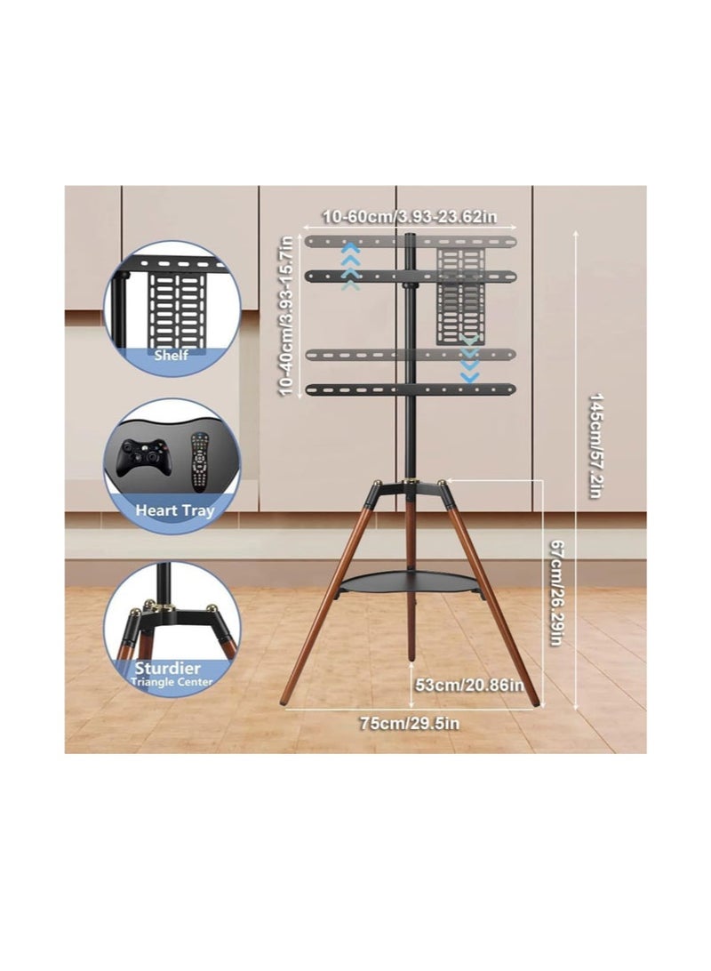 Fydeamer Tripod TV Stand, For 32-65 Inch LED LCD Flat Curved Screens, Height Adjustable With 140° Swivel, Studio Display Stand For Bedroom Living Room Corner - Image 5