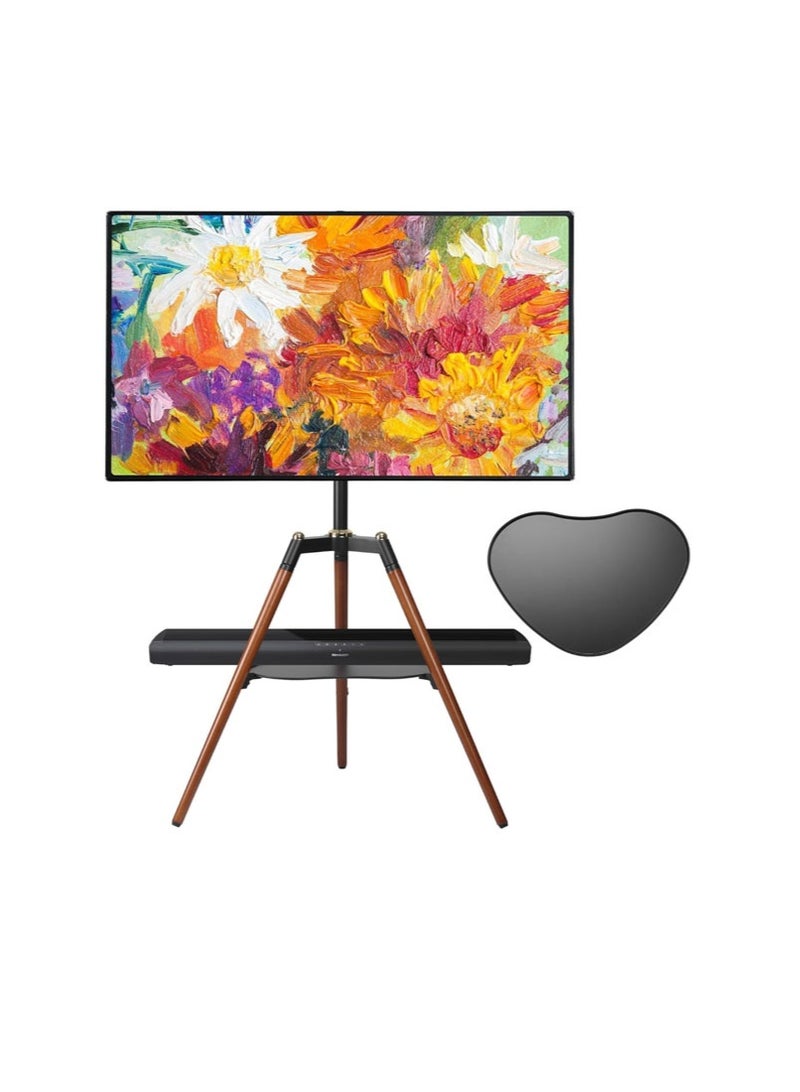 Fydeamer Tripod TV Stand, For 32-65 Inch LED LCD Flat Curved Screens, Height Adjustable With 140° Swivel, Studio Display Stand For Bedroom Living Room Corner - Image 1