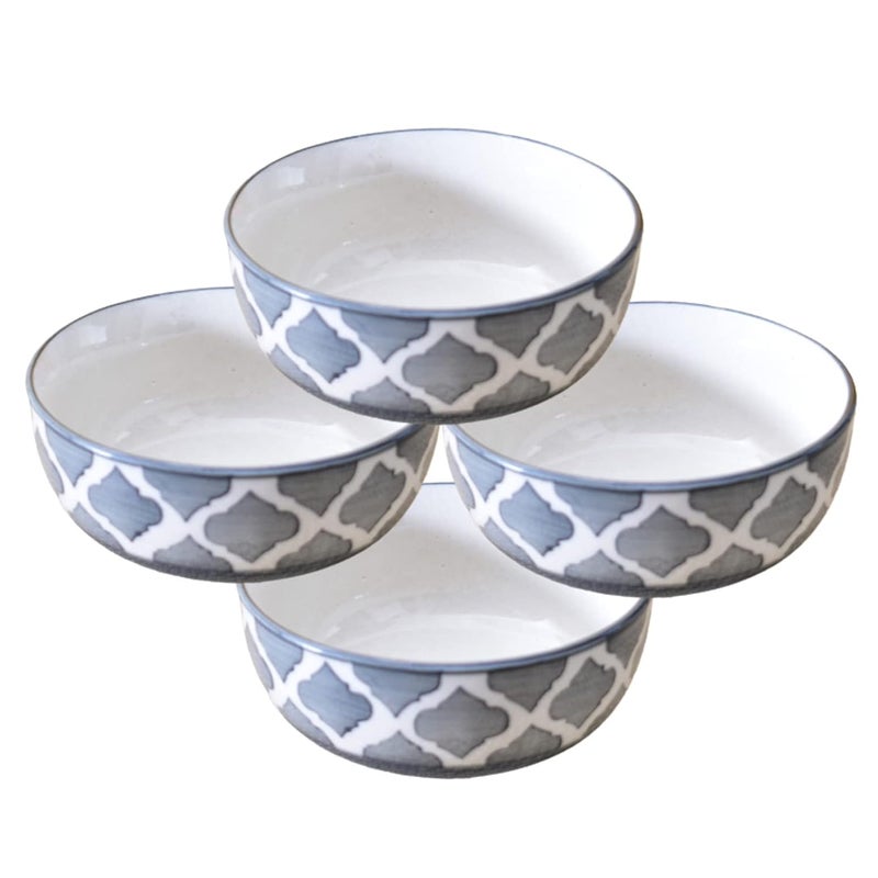 Kunhar Ceramic Hand Painted Dessert Bowls 200 Ml 4 Pieces Grey - Image 1