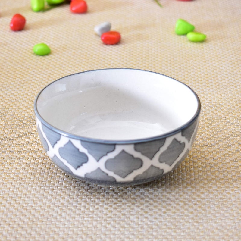 Kunhar Ceramic Hand Painted Dessert Bowls 200 Ml 4 Pieces Grey - Image 3