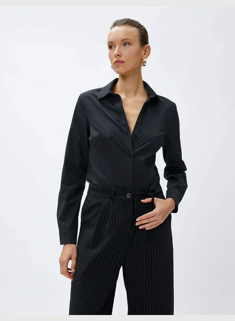 كوتون Slim Fit Long Sleeve Cotton Basic Shirt
