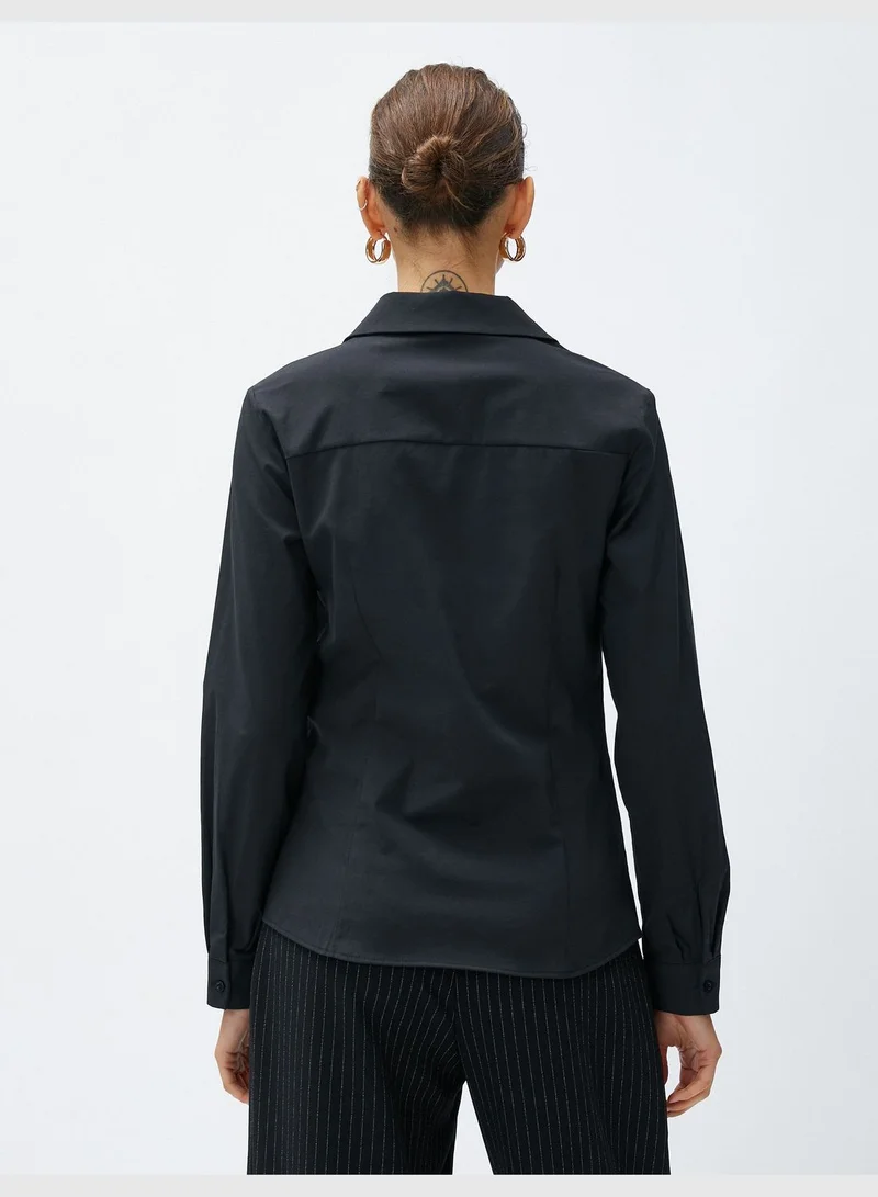 كوتون Slim Fit Long Sleeve Cotton Basic Shirt