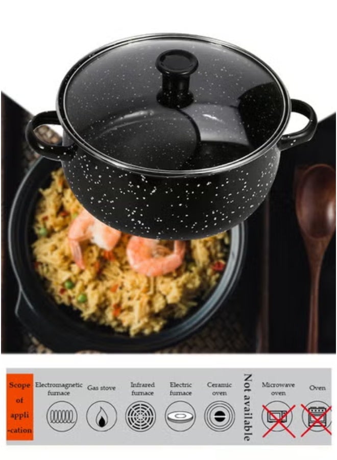 DUNISO 10 قطع من قدر المينا مع غطاء ومقابض، مجموعة أواني طهي غير لاصقة مرقطة، قدر شوربة، قدر كبير للطهي، مقاومة لدرجات الحرارة العالية، مناسبة لأجهزة الطهي بالحث، مواقد الغاز، المواقد الكهربائية، والمواقد السيراميكية. - Image 4