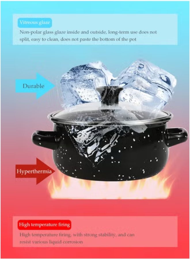 DUNISO 10 قطع من قدر المينا مع غطاء ومقابض، مجموعة أواني طهي غير لاصقة مرقطة، قدر شوربة، قدر كبير للطهي، مقاومة لدرجات الحرارة العالية، مناسبة لأجهزة الطهي بالحث، مواقد الغاز، المواقد الكهربائية، والمواقد السيراميكية. - Image 5