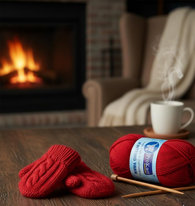 ProKart Premium Woolen 4 ply Hand Knitting Wool Yarn | Fine Weight Knitted and Crocheted Soft Yarn for Sweater, Scarf, Hat, Baby Clothes, Baby Sports, Purse, Gift Bags & DIY Craft Accessories Projects (1 Ball/100 Gram Each) (Red, 100gms x 1 Pack) - Image 3