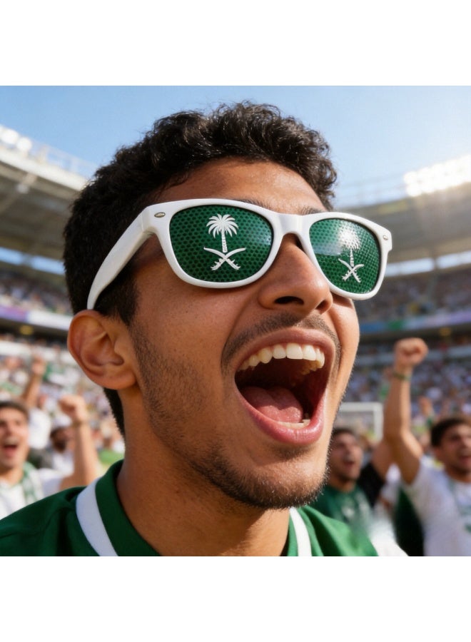 2026 World Cup Football Fan Decoration Set - Saudi Arabia National Football Team World Cup Fan Supplies, Wristband, Scarf, Glasses, Hand Flag, Hand Clapper Set, Fan Decoration Kit For Match Day Cheering Support Props Decorations, For Both Men and Women - Image 3