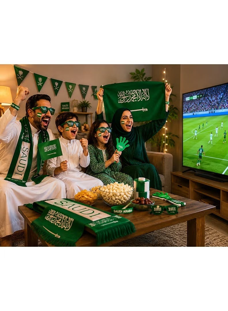 2026 World Cup Football Fan Decoration Set - Saudi Arabia National Football Team World Cup Fan Supplies, Wristband, Scarf, Glasses, Hand Flag, Hand Clapper Set, Fan Decoration Kit For Match Day Cheering Support Props Decorations, For Both Men and Women - Image 4